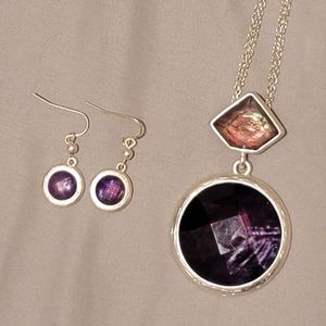 Amethyst necklace and earrings set.